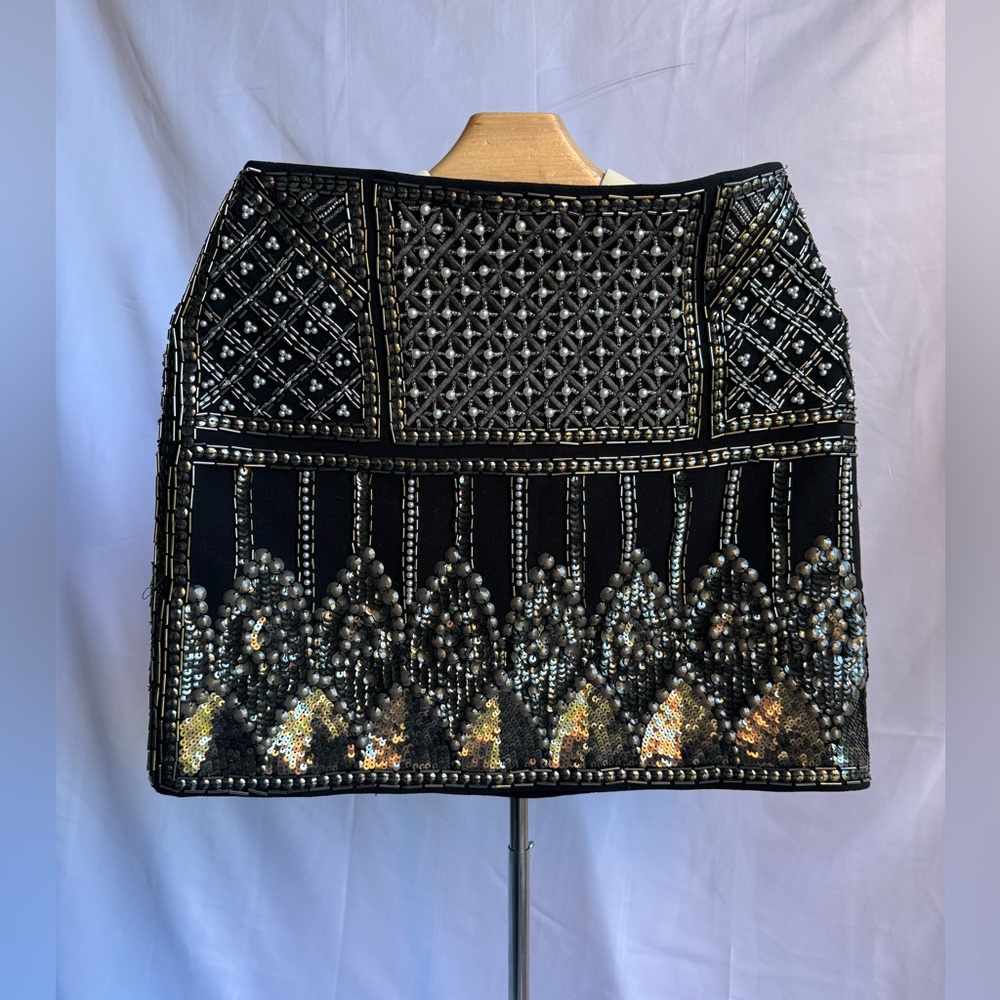 Club Monaco Black and Gold Beaded Mini Skirt Zelphia mini skirt size 0